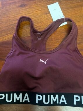 Puma Burgundy Racerback Sports Bra with Branded Elastic Band